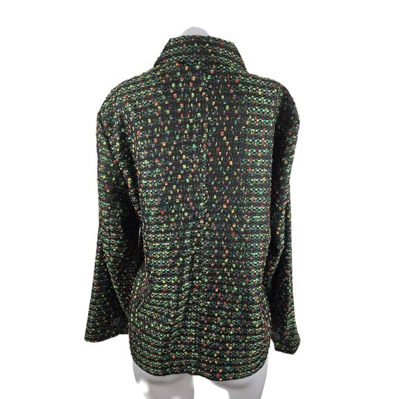 Chico's Green Multi Color Accents Button Up Front Pockets Women's Jacket 2/M - Picture 4 of 6